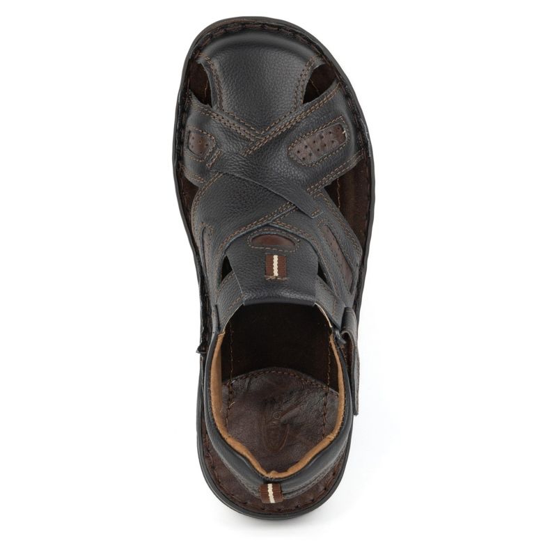 KOMODO Sandales en cuir pour hommes avec velcro 523K, noires 4
