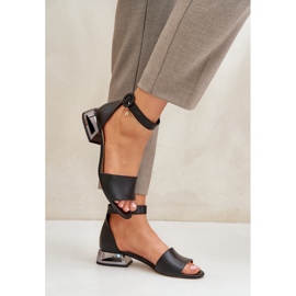 Sandales Cuir Sur Talon Argent Laura Messi 2143 Noir 3
