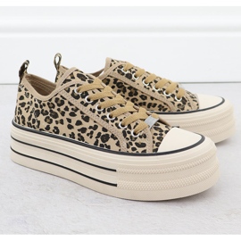 Baskets basses sur une plate-forme léopard beige News 9157 2