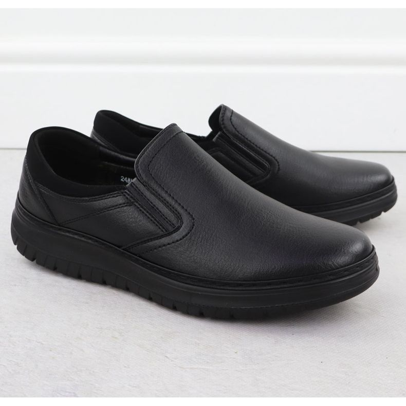 Chaussures pour hommes élégants coulissants noirs unisoft 7155 1