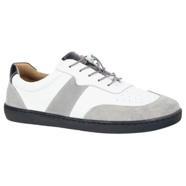 Olivier Chaussures aux pieds nus pour femmes minimalistes en cuir large blanc aria avec gris 1