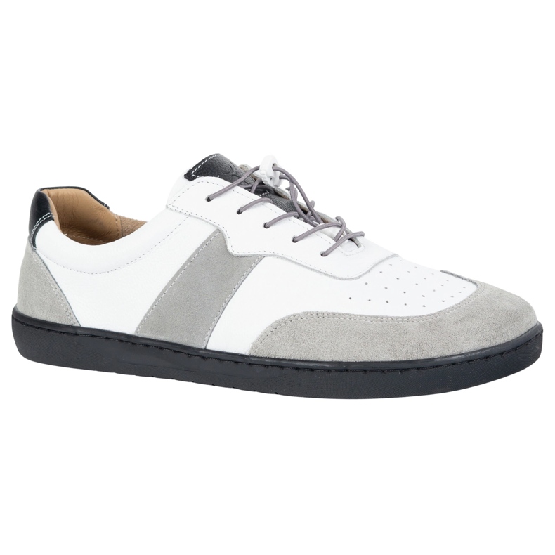 Olivier Chaussures aux pieds nus pour femmes minimalistes en cuir large blanc aria avec gris 1