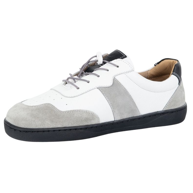 Olivier Chaussures aux pieds nus pour femmes minimalistes en cuir large blanc aria avec gris 2