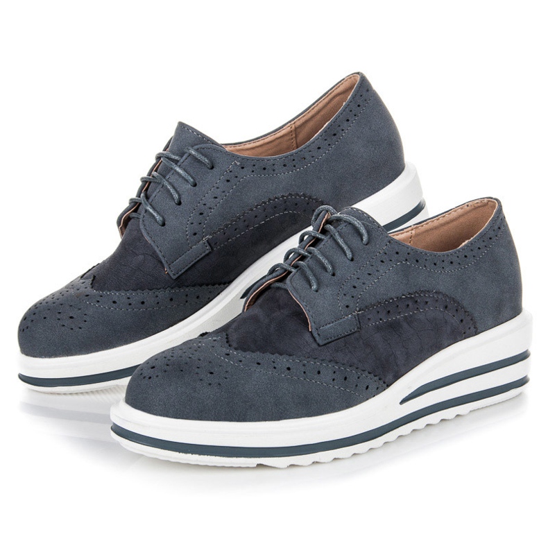 Vices Chaussures en daim à lacets gris 1