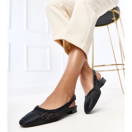 Ballerines de travail ouvert noir avec un talon de veille exposé le noir 3