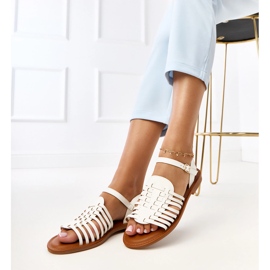 Sandales romaines plates enverlay blanc 1