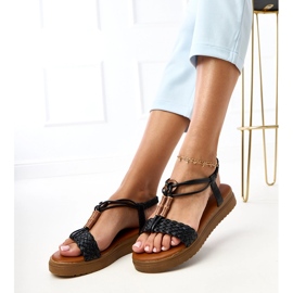 Sandales noires avec une ceinture Kerya tressée 2