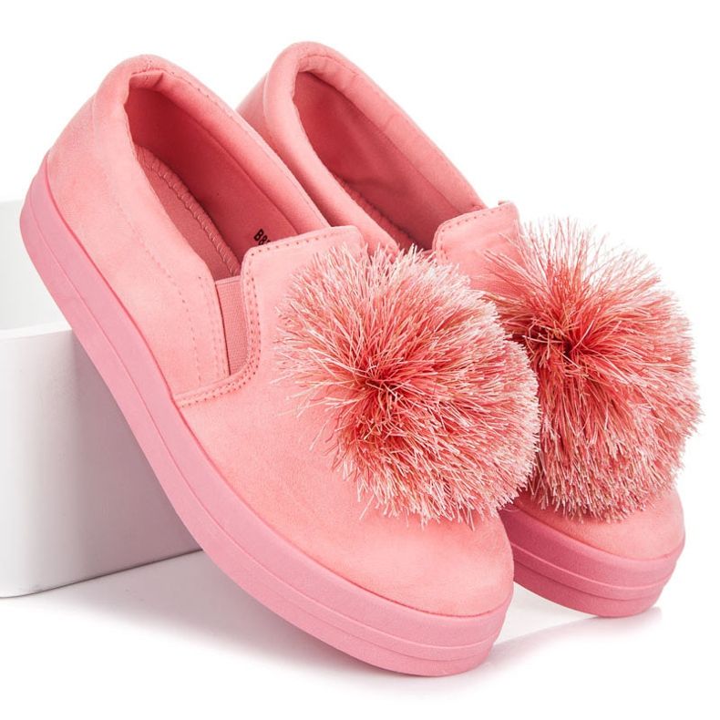 Vices Slipons en daim avec pompon rose 2
