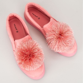 Vices Slipons en daim avec pompon rose 5