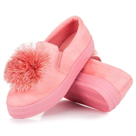 Vices Slipons en daim avec pompon rose 3