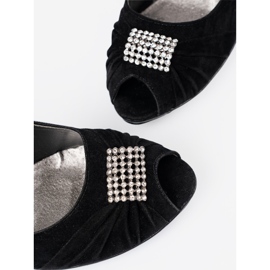 Shelvt Pompes noires à bout ouvert le noir 1