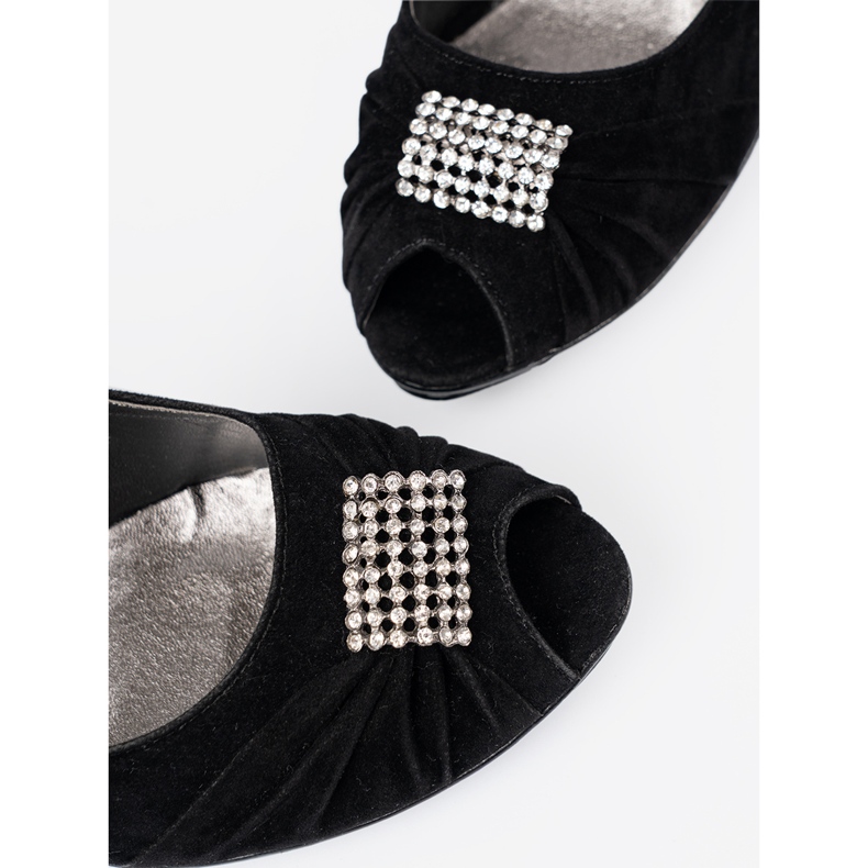 Shelvt Pompes noires à bout ouvert 1