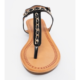 Shelvt Sandales avec une chaîne décorative à plat noir 2