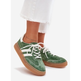 Boto Baskets en daim pour femmes sur la plate-forme Venera verte 1