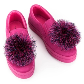Vices Slipons en daim avec pompon rose 6