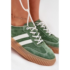 Boto Baskets en daim pour femmes sur la plate-forme Venera verte 2