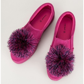 Vices Slipons en daim avec pompon rose 5