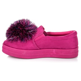 Vices Slipons en daim avec pompon rose 2