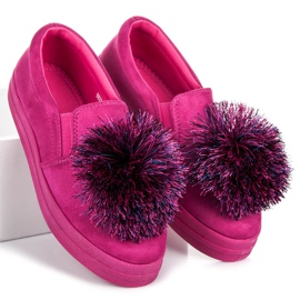 Vices Slipons en daim avec pompon rose 3