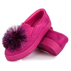 Vices Slipons en daim avec pompon rose 4