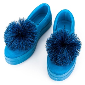 Vices Slipons en daim avec pompon bleu 6