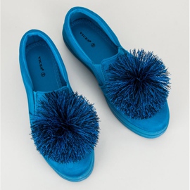 Vices Slipons en daim avec pompon bleu 5