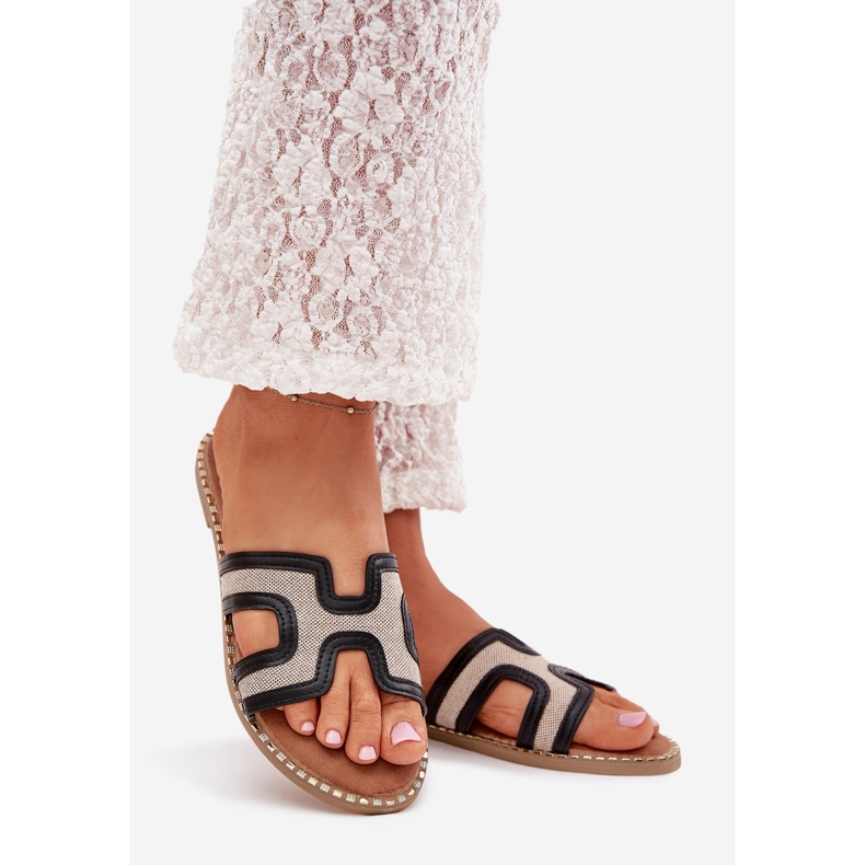 Boto Les tongs plats de Black Vereya pour femmes noir 1