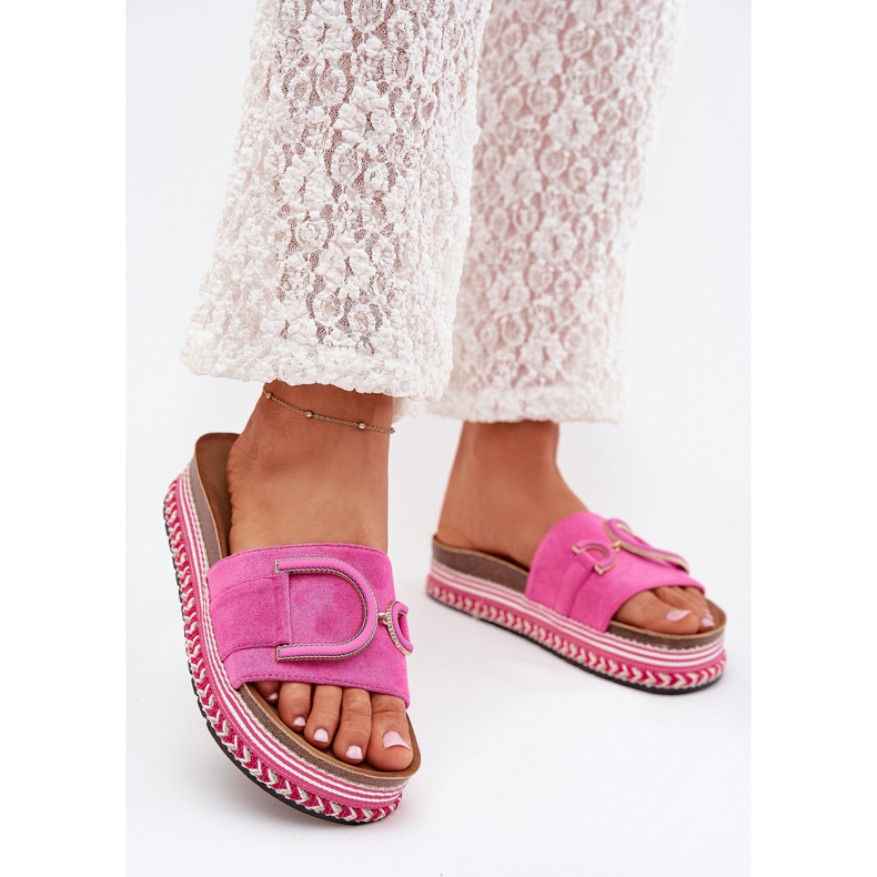 Boto Slippers pour femmes sur la plate-forme avec un ornement de Fuchsia Daphira rose 2 Boto Slippers pour femmes sur la plate-forme avec un ornement de Fuchsia Daphira rose 2