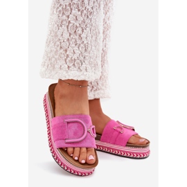 Boto Slippers pour femmes sur la plate-forme avec un ornement de Fuchsia Daphira rose 1 Boto Slippers pour femmes sur la plate-forme avec un ornement de Fuchsia Daphira rose 1