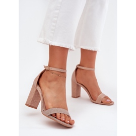 Boto Sandales féminines brillantes sur le post rose kavina or doré 2