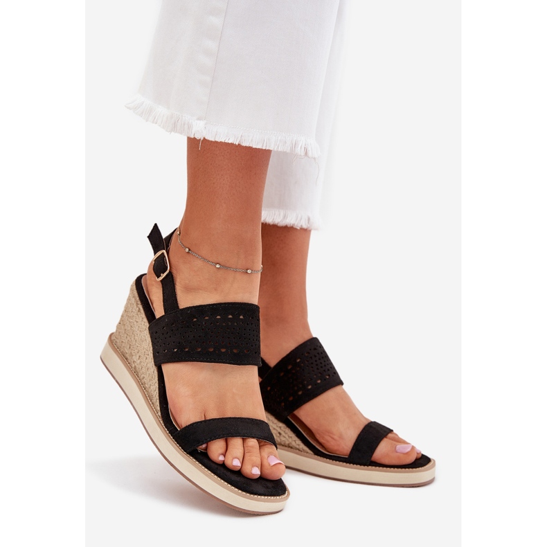 Boto Sandales ouvertes pour femmes pour coin avec une tresse noire zolira le noir 1 Boto Sandales ouvertes pour femmes pour coin avec une tresse noire zolira le noir 1