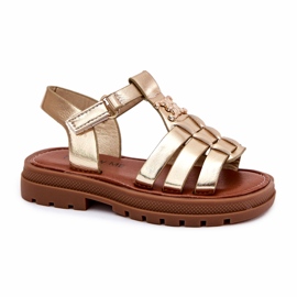 Sandales des filles avec un détail en or décoratif d'or 4