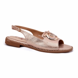 Sandales féminines élégantes avec décoration à talons plats S.Barski KV51-003 Or rose doré 3