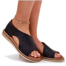 Sandales en cuir pour femmes Artiker 46C1016 Black le noir 4