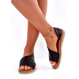 Sandales en cuir pour femmes Artiker 46C1016 Black le noir 1