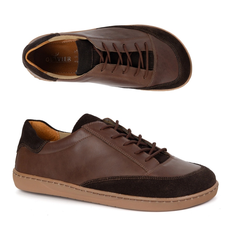Olivier Posonge aux pieds nus chaussures pour hommes en cuir marron Reno brun 1