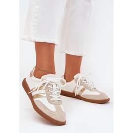 Boto Sneakers blancs et dorés pour femmes en cuir bas Ismina blanche 2