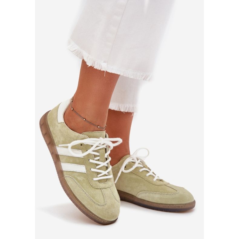 Boto Baskets en cuir faibles Ismina pour femmes vert 1