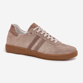 Zazoo n1068 en daim basse baskets sombres féminines beige 5