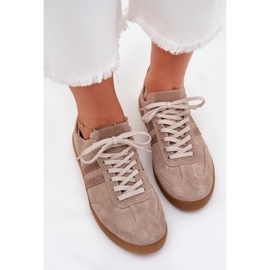 Zazoo n1068 en daim basse baskets sombres féminines beige 6