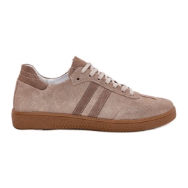Zazoo n1068 en daim basse baskets sombres féminines beige 9