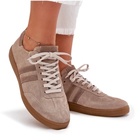 Zazoo n1068 en daim basse baskets sombres féminines beige 11