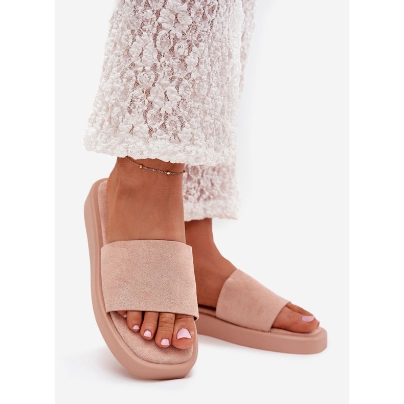 Boto Les tongs féminins sur la plate-forme avec Eco Suede Dirty Rose Jorina 1