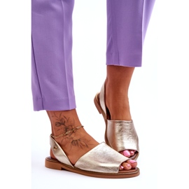 Zazoo Slip en cuir - Sandales métalliques en or pour femmes doré 2