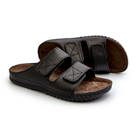 Inblu Les tongs masculins confortables avec des rayures velcro dans le FM00001u noir le noir 1