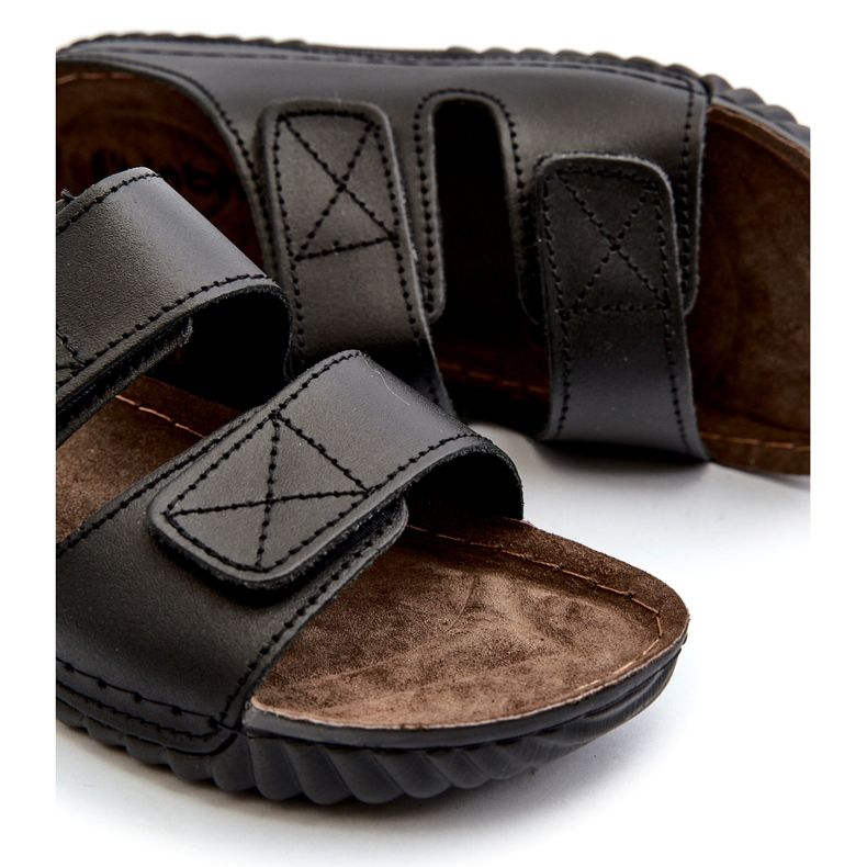 Inblu Les tongs masculins confortables avec des rayures velcro dans le FM00001u noir 2