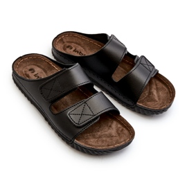Inblu Les tongs masculins confortables avec des rayures velcro dans le FM00001u noir le noir 3