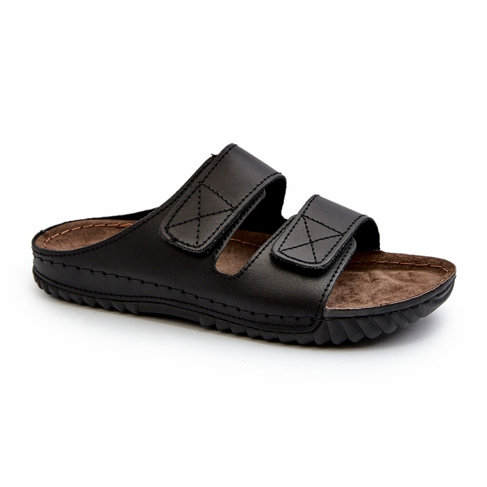 Inblu Les tongs masculins confortables avec des rayures velcro dans le FM00001u noir le noir 4