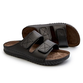Inblu Les tongs masculins confortables avec des rayures velcro dans le FM00001u noir le noir 5