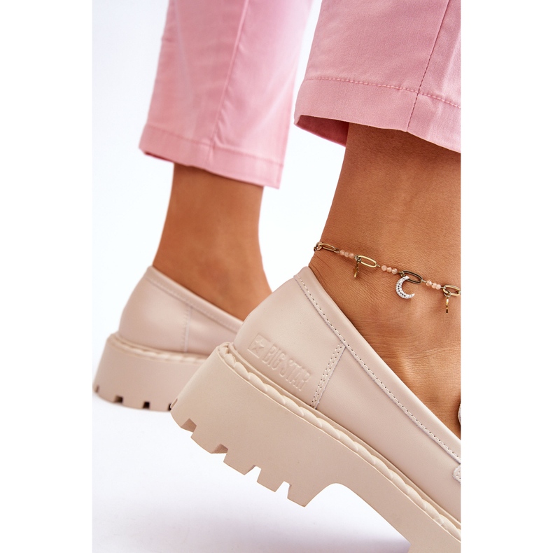 Big Star Women LL274457 Moocasins en cuir beige 3